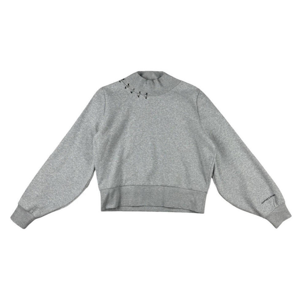 The Kooples Sport High Neck Pierced Fleece Sweatshirt Grey Size 1 | S